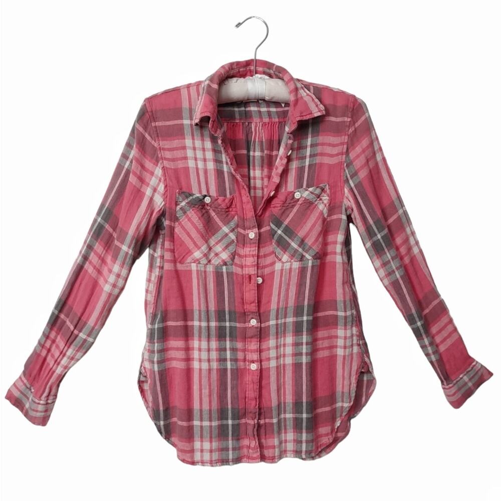 RALPH LAUREN Plaid Shirt Long Sleeve Soft Button Down Top Cotton Linen Size S